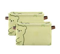 SyXIOP Yellow Funny Bear storage baskets, folding and waterproof storage containers baskets with sturdy handle atorage unit for bathroom cubby 2 pack