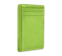 SyXIOP Yellow Green Solid Color Pure Plain Leather Slim Wallets for Men