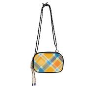SyXIOP Yellow Lines Plaids Checkered Cross Body Purse Men Practical with Credit Card Slots Casual Phone Chest Bag Walk the dog