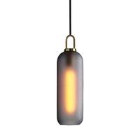 SYXL Modern LED Pendant Light，Scrub Glass Lampshade Restaurant Pendant Lamp Bedroom Bedside Metal Base Chandelier，Smoke Gray