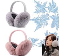 SYXLS 2 Pcs Ear Muffs for Women, Winter Ear Warmers, Cute Foldable Outdoor Ear Warmers, Outdoor Faux Fur Ear Muffs, Soft Fluffy Plush Ski Earmuffs for Women Girls