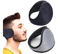 SYXLS 2PCS Ear Warmer Fleece Earmuff, Thick Windproof Ear Warmers, Unisex Winter Warm Earmuffs, Outdoor Running Ear Warmer Plush Ear Covers for Winter (Black, gray)