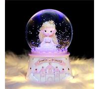 SYXLS Crystal Castle Ornament, Manual Snowfall Castle, Illuminated Melody Artware Birthday Christmas New Year Gift Present for Kids Children Exquisite Desktop Ornament