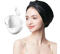 SYXLS Natural Silk Bonnet for Sleeping, 100% Pure Mulberry Silk Sleep Cap for Women Hair Care, Soft Hair Wrap Elastic Stay on Head (Black)