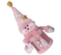 Syyavrrta Christmas Candy Jar with Snowman Design for Holiday nibble Storage and Festive Gift Packaging (Pink, 11x35 cm)
