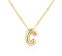 SYYHSYAL Gold Bubble Letter Necklace for Women,18k Gold Plated Balloon Initial Letter Pendant Necklace Charm Pendant Necklaces Gold Jewelry Birthday Gifts Women Teen Her Mom Grandma Wife Sister
