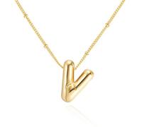 SYYHSYAL Gold Bubble Letter Necklace for Women,18k Gold Plated Balloon Initial Letter Pendant Necklace Charm Pendant Necklaces Gold Jewelry Birthday Gifts Women Teen Her Mom Grandma Wife Sister