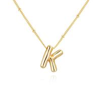 SYYHSYAL Gold Bubble Letter Necklace for Women,18k Gold Plated Balloon Initial Letter Pendant Necklace Charm Pendant Necklaces Gold Jewelry Birthday Gifts Women Teen Her Mom Grandma Wife Sister
