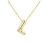 SYYHSYAL Gold Bubble Letter Necklace for Women,18k Gold Plated Balloon Initial Letter Pendant Necklace Charm Pendant Necklaces Gold Jewelry Birthday Gifts Women Teen Her Mom Grandma Wife Sister