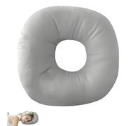 Syylqyr 1 PC Ear Piercing Pillows, Donut Pillow for Ear Pillow with Hole for Ears Doughnut Pillows for Side Sleepers Classroom Office Library Airplane (Light Grey)
