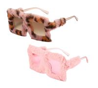 Syylqyr 2 PCS Plush Edge Funny Sunglasses, Oversized Furry Novelty Sunglasses Fashionable Funny Glasses Party Glasses for Fancy Dress Photo Props Birthday Party