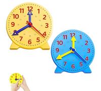 Syylqyr 2 PCS Yeelow and Blue Learn to Tell the Time Clock, Educational Clock 24 Hour for Home, Learning Teaching Clocks