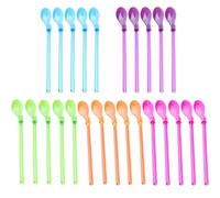 Syylqyr 25pc Transparent Reusable Slush Straws & Spoons, 2 in 1 Design, Ideal for Milkshakes, Smoothies, Coffee & Hot Drinks