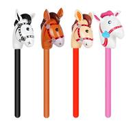 Syylqyr 4 Pcs Inflatable Horse Stick, Inflatable Horse Stick is Perfect for Various Occasions, Christmas und Themed Birthday Parties and Cowboy Events (Beige Coffee Black Pink)