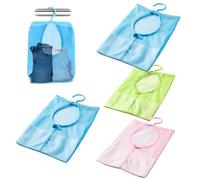 Syylqyr 4 PCS Peg Bags for Washing Line Peg Bag for Washing Line with Hanger, Mesh BreathableMultifunctional Basket with Hanger for Storage Clothes Socks Clothespins Toiletries (Pink Green Blue)
