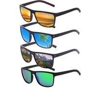 Syylqyr 4pcs Sunglasses Mens Polarised Set, Sun Glasses Mens Sunglasses Polarised Protection For Fishing Driving Hiking, Lightweight Frame, (Black, Blue, Red, Green)