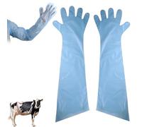 Syylqyr 50 Pcs Blue Long Arm Waterproof Gloves, Durable Lambing Gloves, 85cm Arm Length, Ideal for Animal Handling, Industrial Cleaning, Wet Tasks