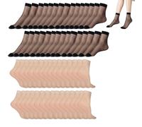 Syylqyr 60 PCS Sheer Socks, Tight Socks Breathable Transparent Thin Ankle High For Daily Wear Casual Outings Sports Activities and Formal Occasions for Women and Girls Two colors