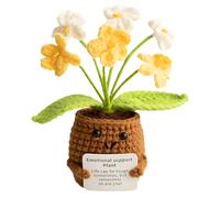 Syylqyr Crochet Flowers Plant Potted, Knitted Flower Bouquet Desktop Decor Handmade Plush Gift Gradient Yellow Knitted Flowers Bouquet Gift Giving Office Home Decor