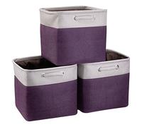 SYYOFUE Cube Storage Bins 13-Inch Dark Purple Fabric Storage Cube Baskets Foldable Storage Boxes Cube Inserts with Handles for Organizing Shelf , Pack Of 3
