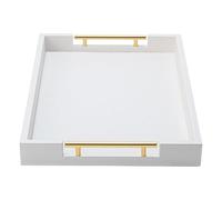 SYYSY White Decorative Tray for Coffee Table, Modern Large Ottoman Tray for Living Room,Drink Coffee Serving Tray