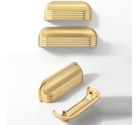 SYZOW 4 Pack Antique Brass zinc Alloy Cabinet Cup pulls,Vintage Retro Solid 64mm Hole Center Cup Cabinet Handles (Brushed Gold)