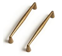 SYZOW 6 Pack 128mm Hole Centers Vintage Brass Kitchen Drawer Pulls, Antique Brass Bronze Cabinet Handles for Bathroom Cupboard Dresser, Zinc Alloy Retro Brass Furniture Pull Hardware