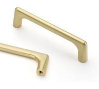 SYZOW 6 Pack Cabinet Handles Brushed Brass Modern Handles Furniture Handles, 128mm Hole Spacing Door Handles, Brushed Brass Kitchen Cupboard Handles