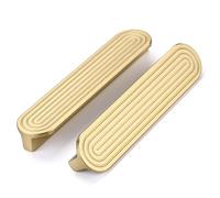 SYZOW 6pcs Brass Gold Cabinet Pulls, Cabinet Pulls Cabinet Handles, Brushed Brass Cabinet Pulls Gold Drawer Pulls 128mm Hole Centers