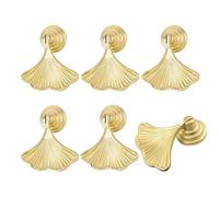SYZOW Ginkgo Leaf Shape Knob Handles, 6PCS Golden Drop Pendant Pull Handle, Hardware Drawer Single Hole Handle for Wardrobe Cupboard Closets Cupboard (Leaf)