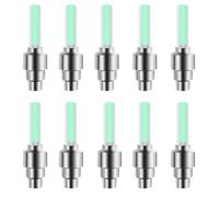 Syzplnwy 10PCS LED Waterproof Wheel Valve Cap Lights with Batteries - Neon Flash for Enhanced Night Visibility on Cars, Motorcycles, Bicycles, Green