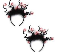 Syzplnwy 2 Pack Halloween Eyeball Headbands for Kids - Creepy Moving Eye Hair Clips, Halloween Party Props for Boys Girls Costume Accessories