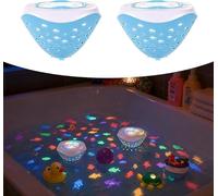 Syzplnwy 2 Pack Solar Pool Light with Fish Projection, Color Changing 4 Colors 6 Modes, Waterproof for Bathtub Pool Party Wedding Outdoor Decor