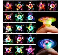Syzplnwy 24 Pack LED Light Up Fidget Spinner Rings for Kids, Glow in the Dark Party Favours Bulk Toys Carnival Prizes Classroom Supplies