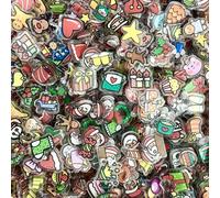 Syzplnwy 250g Xmas Acrylic Charms: 2cm Cartoon Double-Sided Shaker Keychain Festive Décor