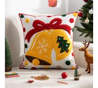 Syzplnwy 3D Embroidered Christmas Cushion Covers 45x45cm, Festive Throw Pillow Cases with Assorted Holiday Designs