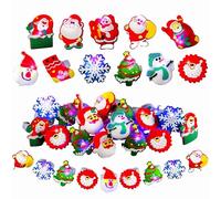 Syzplnwy 50Pcs LED Christmas Light Up Rings, Assorted Glow in The Dark Party Favours, Stocking Stuffers & Non-Candy Gift Bag Fillers for Kids