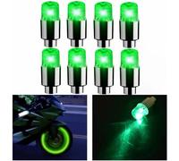 Syzplnwy 8pcs Glow in The Dark LED Tire Valve Caps with Flashing Light for Cars, SUVs, Trucks, Motorcycles, Bikes(Green)