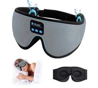 Syzplnwy Bluetooth Sleep Mask with Built-in Headphones, 100% Blackout 3D Deep Eye Mask, Bluetooth 5.4, 15H Playtime, Breathable for Travelling, Nap Sleeping, Shift Work (Grey)