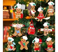 Syzplnwy Christmas Gingerbread Man Ornaments 15 Pack - Assorted Hanging Decorations for Tree & Home Decor, Ready to Hang Strings