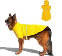 Syzplnwy Dog Raincoat - Adjustable Waterproof Lightweight Pet Rain Jacket Phocho with Strip Reflective for Dogs