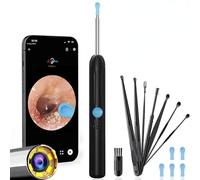 Syzplnwy Ear Wax Removal Tool with 1080P Ear Camera/WiFi Connection, 6 LED Light, and 8-Piece Ear Pick Kit for Safe Cleaning, Home Use, Black