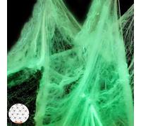 Syzplnwy Glow-in-the-Dark Spider Web Kit - 200g Haunting Cobweb + 40 Black Spiders for Halloween Decor, Creepy House & Bar Scene Transformations