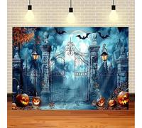 Syzplnwy Halloween Haunted Graveyard Pumpkin Lantern Moon Backdrop for Spooky Night Kids Ghost Party Decor Photography Banner(100x150cm)