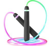 Syzplnwy LED Jump Rope for Adults and Kids - Rechargeable Adjustable Skipping Rope with 3 Light Modes, Comfort Handles (Fitness Exercise), Black