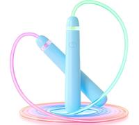 Syzplnwy LED Jump Rope for Adults and Kids - Rechargeable Adjustable Skipping Rope with 3 Light Modes, Comfort Handles (Fitness Exercise), Blue