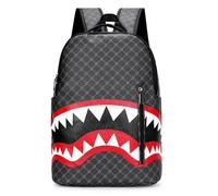 Syzplnwy Leisure Shark Backpack Business Large Capacity Men's Campus Outward Travel Bag (Black circle big mouth)