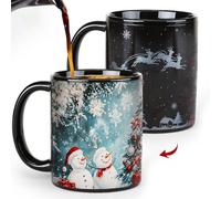 Syzplnwy Magic Christmas Colour Changing Mug, 330ml Heat Activated Ceramic Cup with Festive Designs, Ideal for Holidays