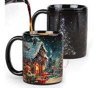 Syzplnwy Magic Christmas Colour Changing Mug, 330ml Heat Activated Ceramic Cup with Festive Designs, Ideal for Holidays