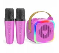 Syzplnwy Mini Karaoke Machine with Wireless Microphone & Bluetooth Speaker for Kids Adults - Portable Home Party Gift Toy for Girls Boys